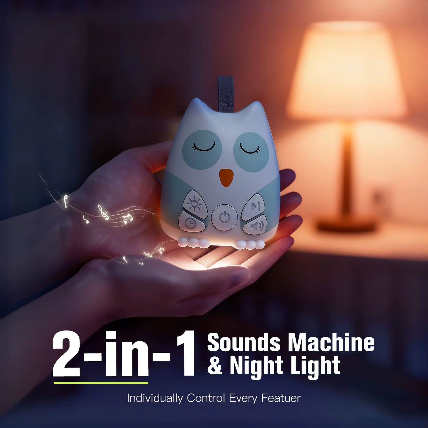 Lulliva™ Owl White Noise Sound Machine – 30 Soothing Sounds & Night Light