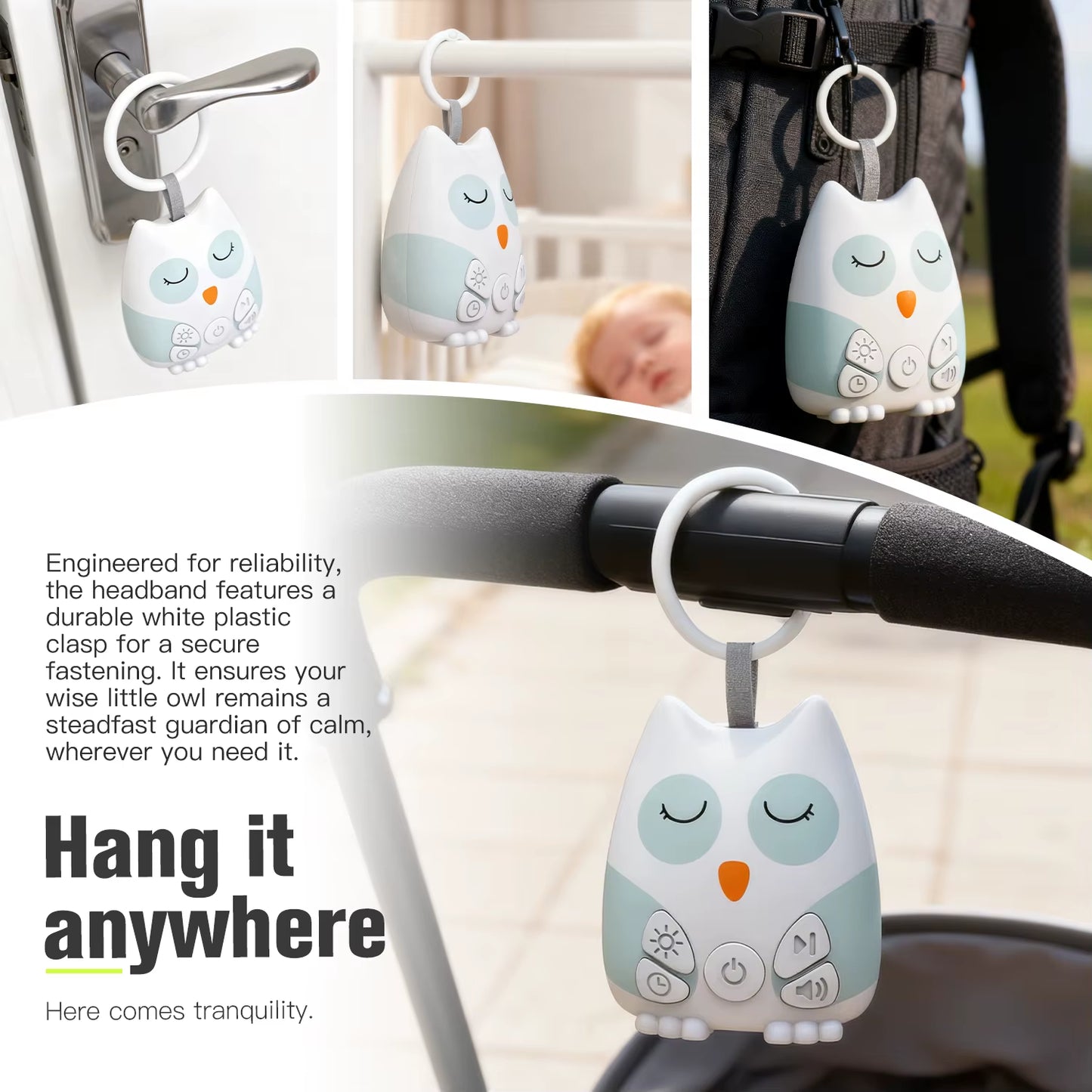 Lulliva™ Owl White Noise Sound Machine – 30 Soothing Sounds & Night Light