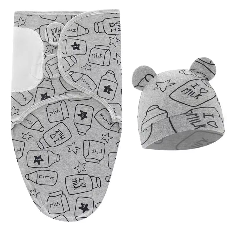 Lulliva™ Newborn Swaddle & Hat Set – Soft Cotton Comfort (0–6 Months)