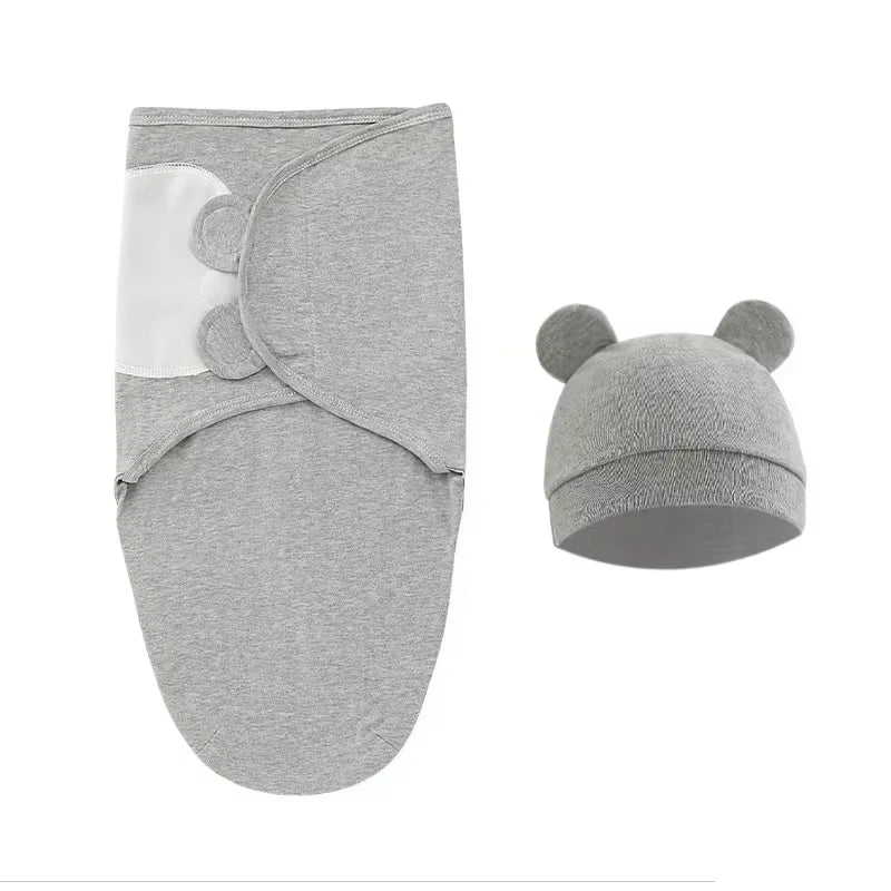 Lulliva™ Newborn Swaddle & Hat Set – Soft Cotton Comfort (0–6 Months)