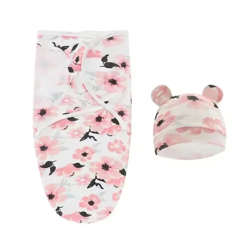 Lulliva™ Newborn Swaddle & Hat Set – Soft Cotton Comfort (0–6 Months)