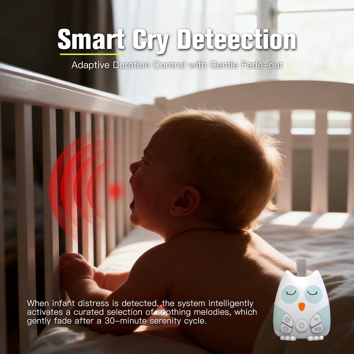 Lulliva™ Owl White Noise Sound Machine – 30 Soothing Sounds & Night Light