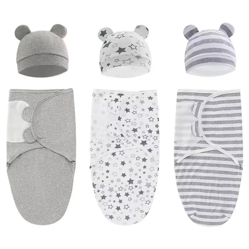 Lulliva™ Newborn Swaddle & Hat Set – Soft Cotton Comfort (0–6 Months)