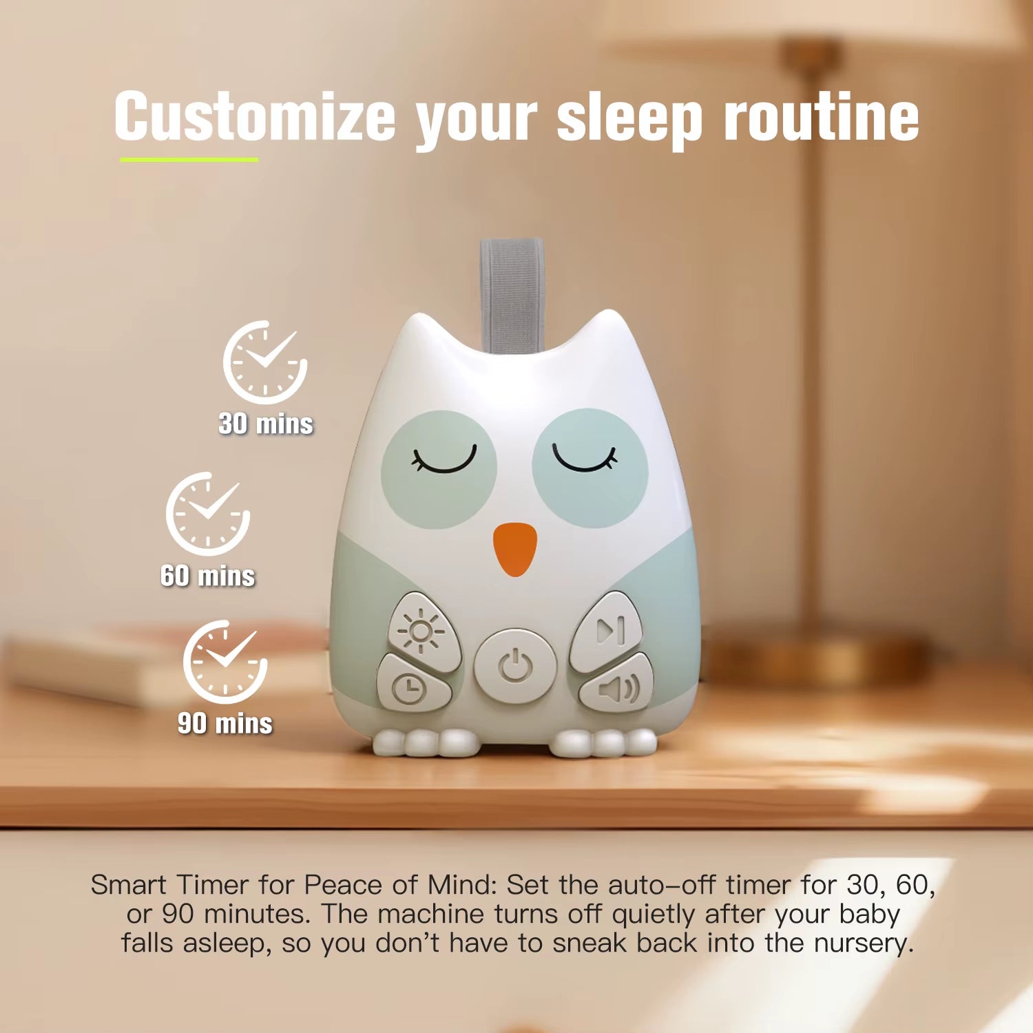 Lulliva™ Owl White Noise Sound Machine – 30 Soothing Sounds & Night Light