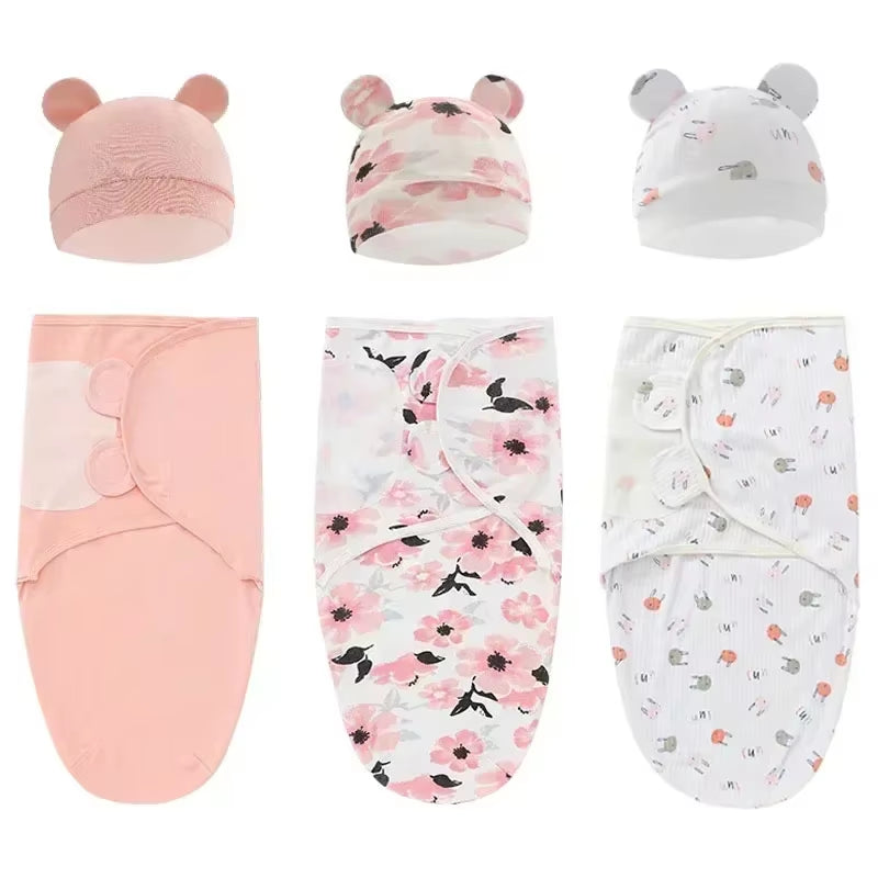 Lulliva™ Newborn Swaddle & Hat Set – Soft Cotton Comfort (0–6 Months)